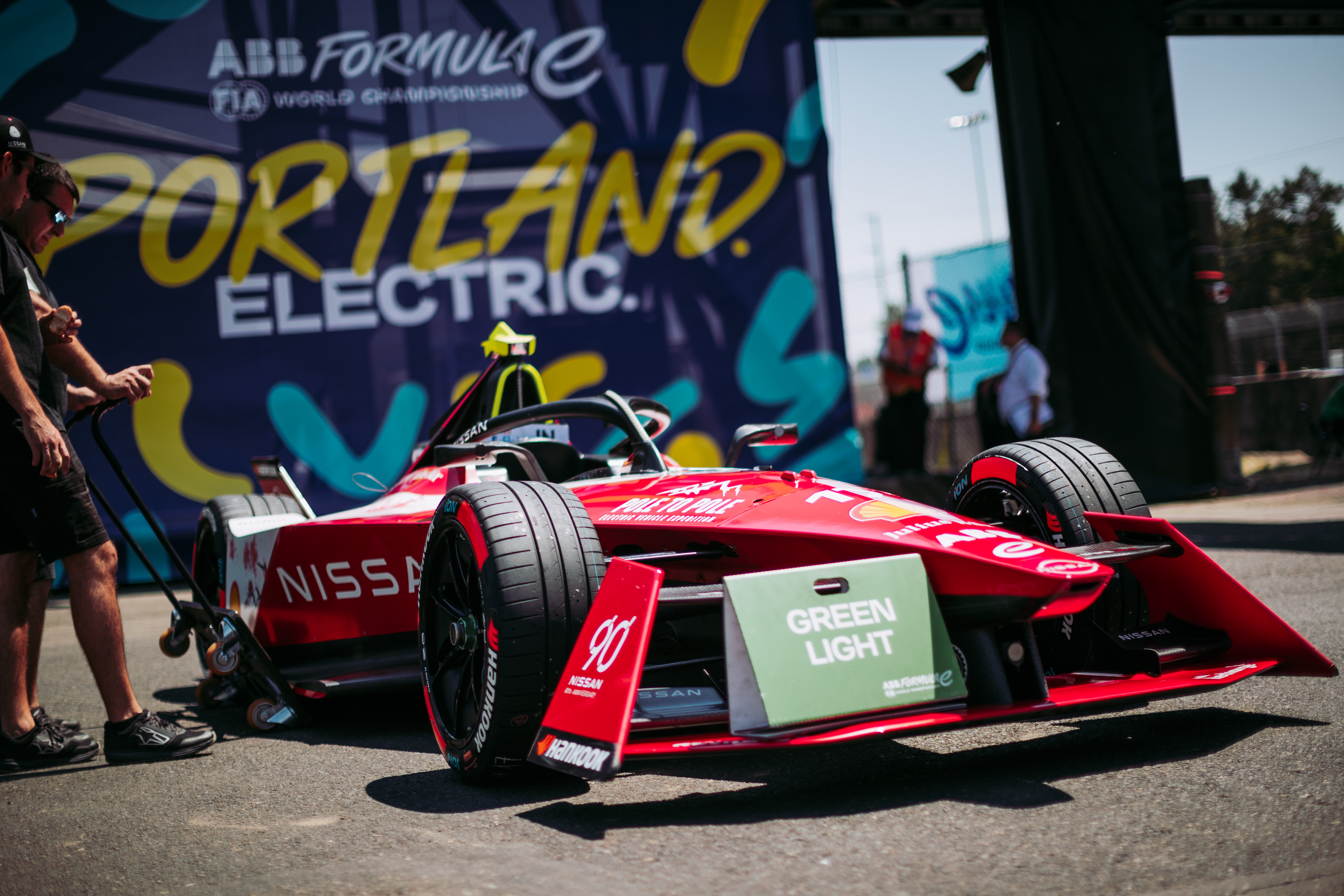 Formula e car in pit stop